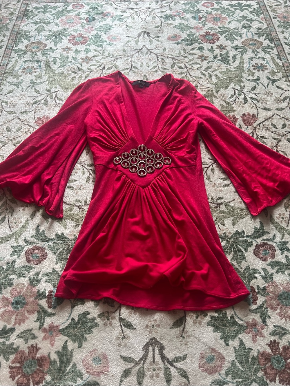 Sky Top Y2K Pink Crystal Embellished XS